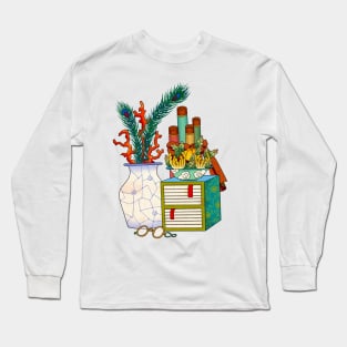 Minhwa: Old Korean Stationery with Coral B Type (Korean traditional/folk art) Long Sleeve T-Shirt